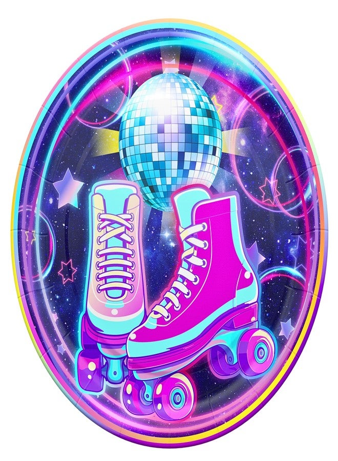 Blue Orchards Roller Skating Party Plates and Napkins (52 pieces for 20 Guests) - Roller Skating Party, 90s Party Supplies, Roller Skate Plates And Napkins, Skate Party Decorations For Girl - Image 4