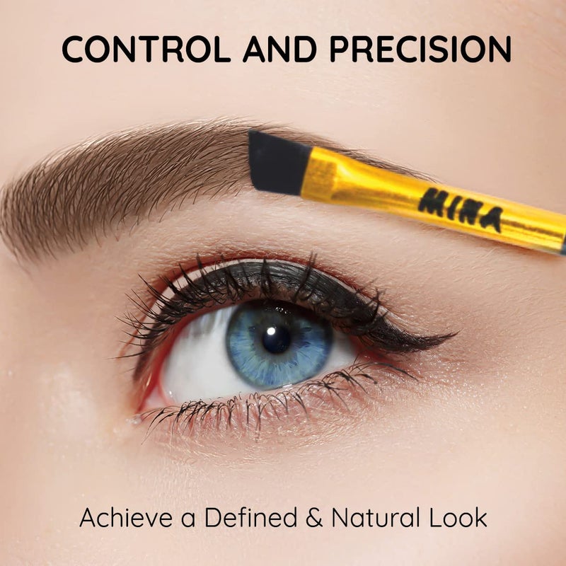 MinaiBrow فرشاة حواجب مينا - فرشاة حواجب مائلة فاخرة للبودرة، الحناء، الكريم، الصبغة، المكياج، الجل، التثبيت والشمع - Image 3