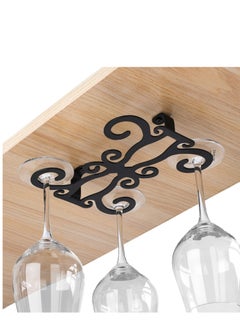 SYOSI 1 Pack Hanging Cup Display Stand, Hanging Champagne Glass Rack, Butterfly Stemware Racks Under Cabinet Glasses Holder Shelf, Suitable for Cabinet Kitchen Bar( Black Iron, 7.87")  - Image 1