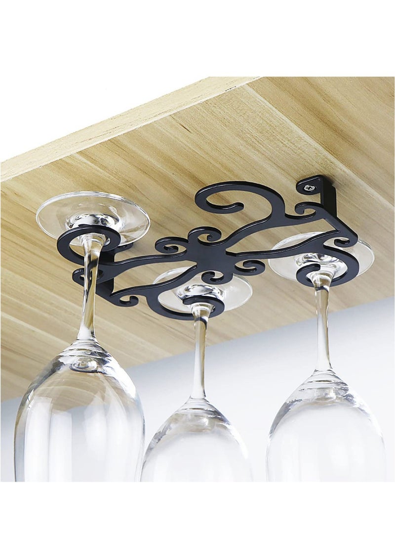 SYOSI - 1 Pack Hanging Cup Display Stand, Hanging Champagne Glass Rack, Butterfly Stemware Racks Under Cabinet Glasses Holder Shelf, Suitable for Cabinet Kitchen Bar( Black Iron, 7.87") - Image 1