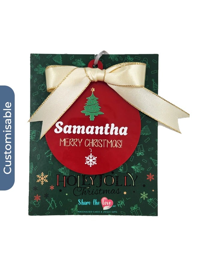 Share the Love Personalised Red Acrylic Christmas Bauble – Custom Festive Ornament for Holiday Décor - Image 1