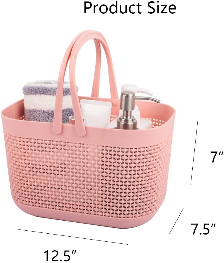 UUJOLY Plastic Organizer Storage Baskets with Handles, Shower Caddy Bins Organizer for Bathroom and kitchen (Pink) - Image 4