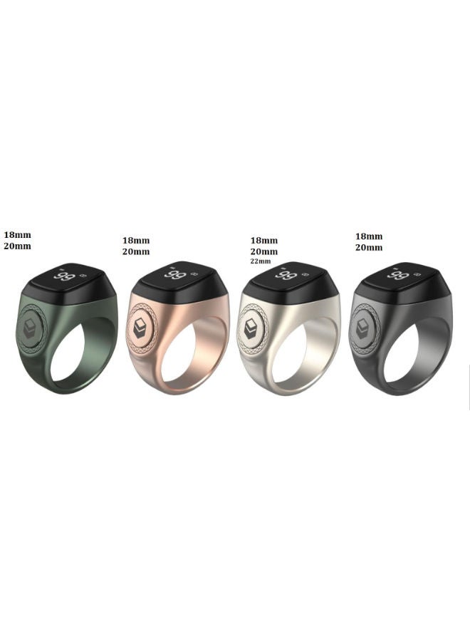 iQIBLA Smart Tasbih Tally Counter for Muslims Zikr Ring Digital Tasbeeh 5 Prayer Time Vibration Reminder Waterproof 20mm SILVER - Image 4