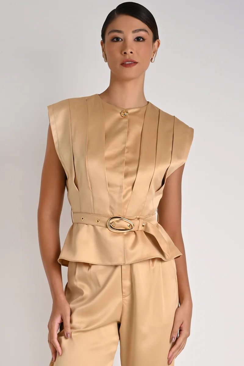 Blouse With Gold Pleats
