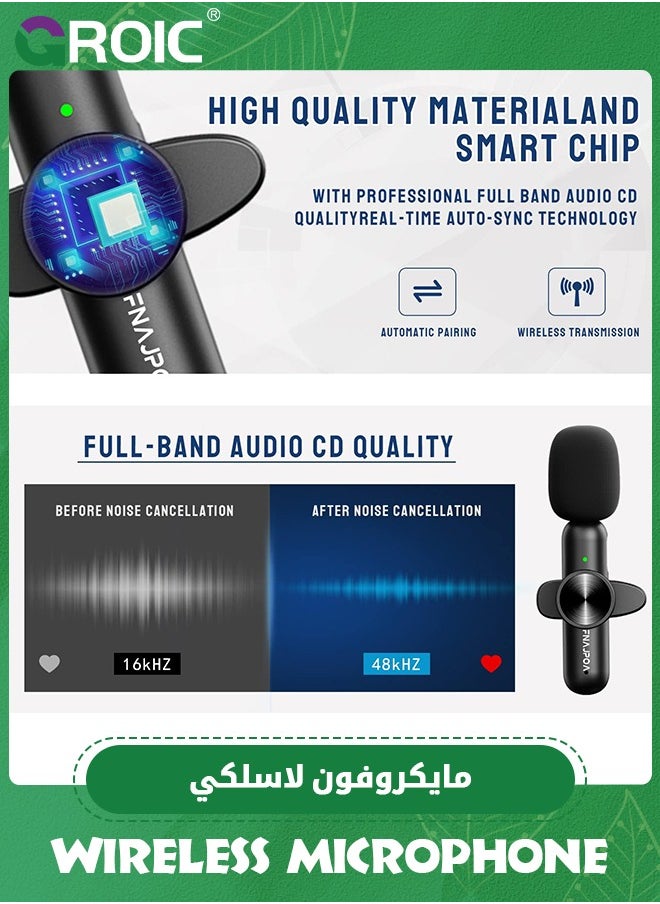 GROIC Wireless Microphone for iphone, Dual Professional Wireless Lavalier Microphone for iPhone iPad, Plug-Play Wireless Mic for Video Recording, Live Stream, YouTube, Facebook, TikTok, Vlog, Presentation  - Image 4