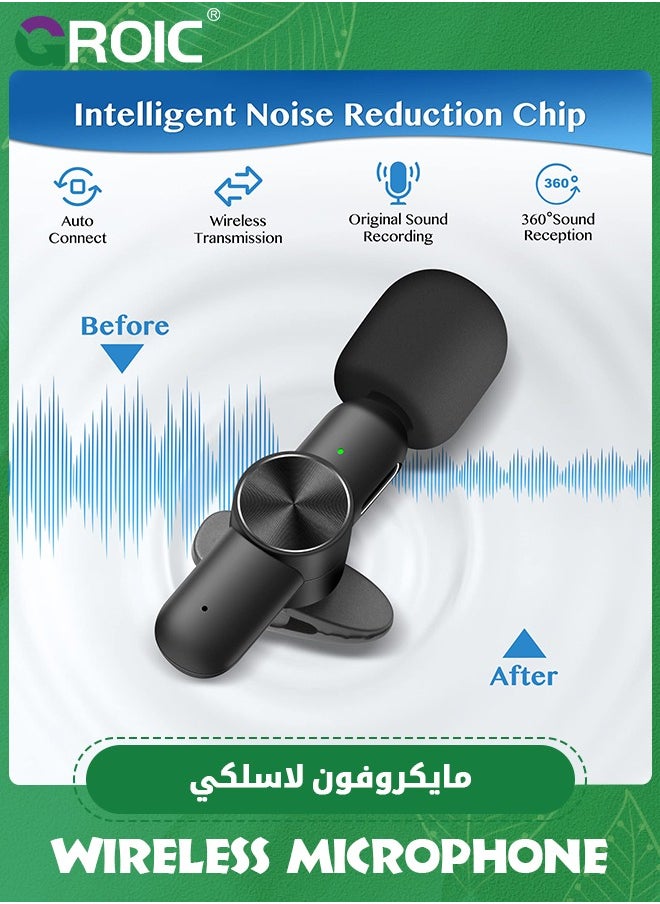 GROIC - Wireless Microphone for iphone, Dual Professional Wireless Lavalier Microphone for iPhone iPad, Plug-Play Wireless Mic for Video Recording, Live Stream, YouTube, Facebook, TikTok, Vlog, Presentation - Image 1