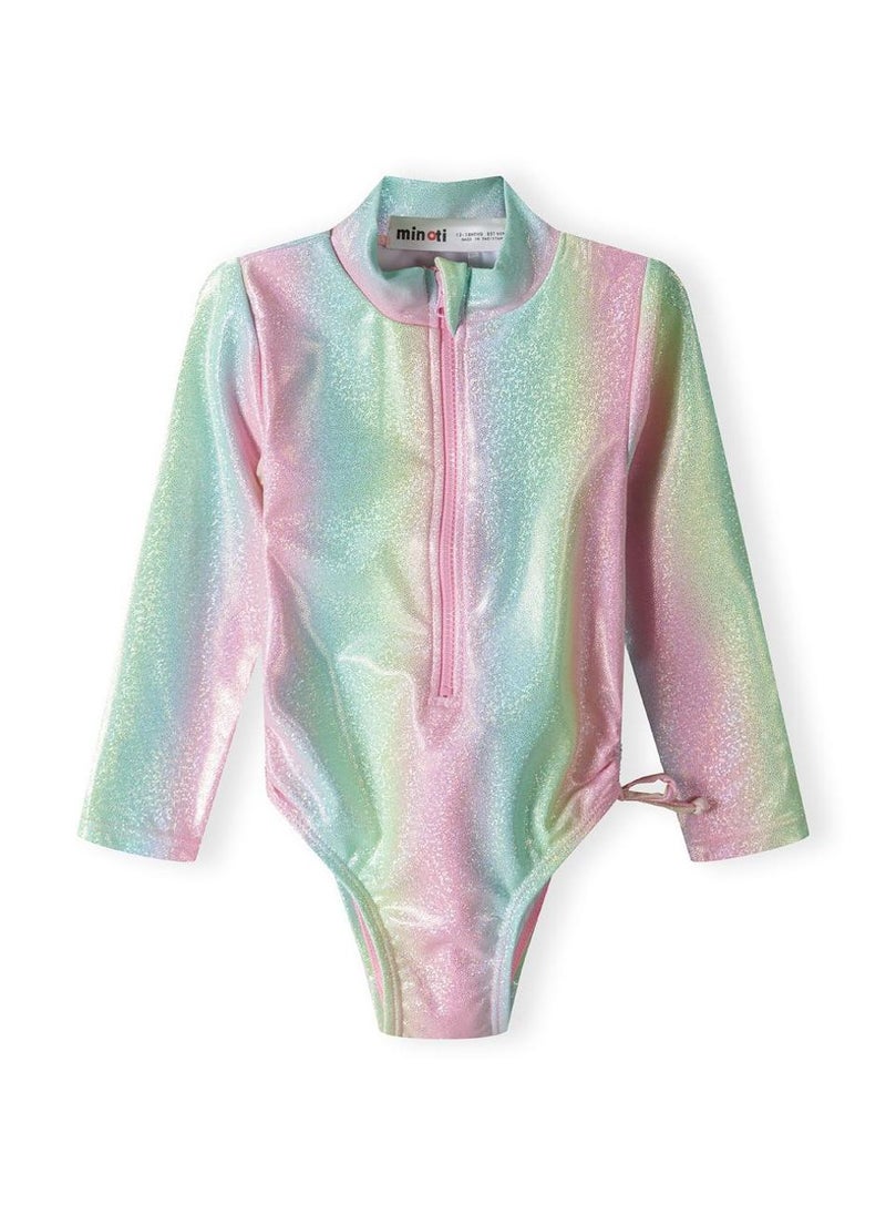 MINOTI Girls' Long Sleeve One-Piece Swimsuit with Front Zip  - Image 4