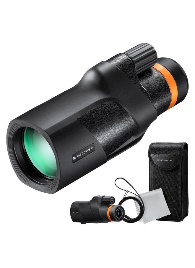 K&F Concept ® IP68 10 Meters Waterproof 12X50 Monocular Telescope with Cleaning Cloth, Scope BAK-4 Prism FMC for Stargazing, Birdwatching, Hunting, Camping, Traveling, HD Monocular for Adults 