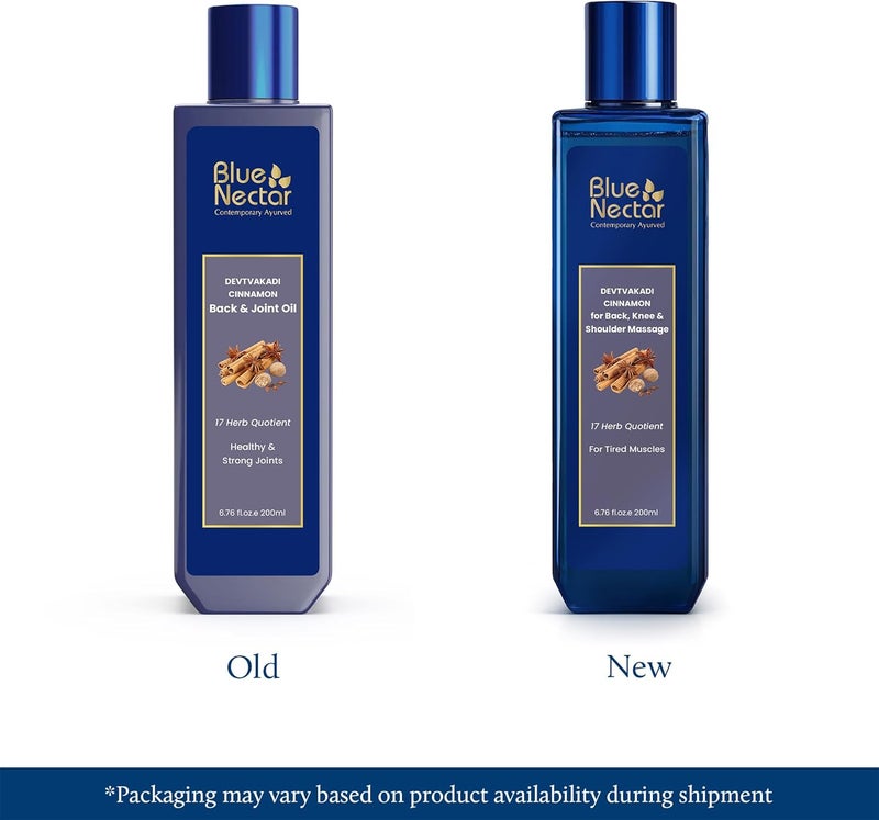 Blue Nectar Ayurvedic Body Massage Oil with Cinnamon & Clove | Herbal Body Oil for Relaxing Body Massage & Skin Nourishment (17 Herbs, 200ml) - Image 2