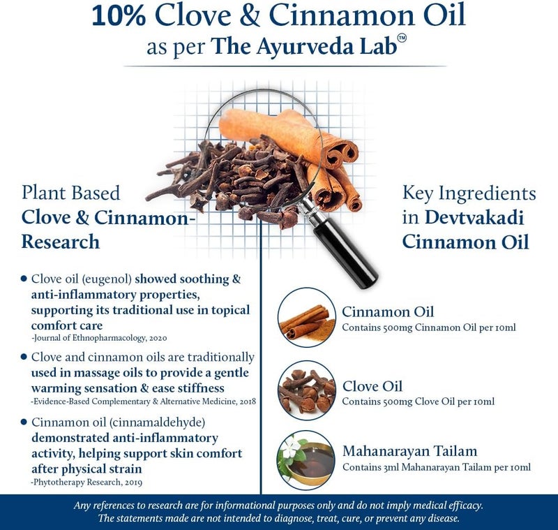 Blue Nectar Ayurvedic Body Massage Oil with Cinnamon & Clove | Herbal Body Oil for Relaxing Body Massage & Skin Nourishment (17 Herbs, 200ml) - Image 4