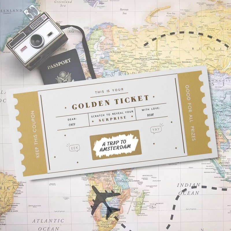 CJ&M The Golden Ticket | Scratch & reveal surprise ticket, Golden ticket, Scratch Card, Surprise holiday, Gift reveal, Surprise gift - Image 5