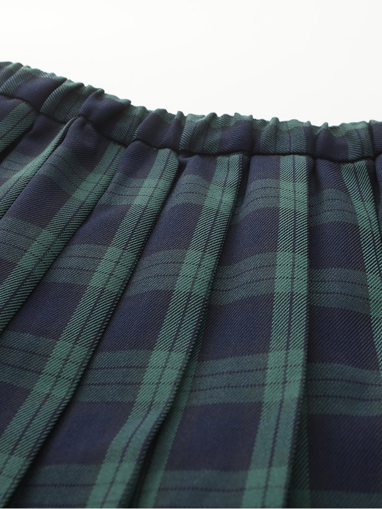 بالابالا تنورة بكسرات وطبعة مربعات للبنات - Image 3