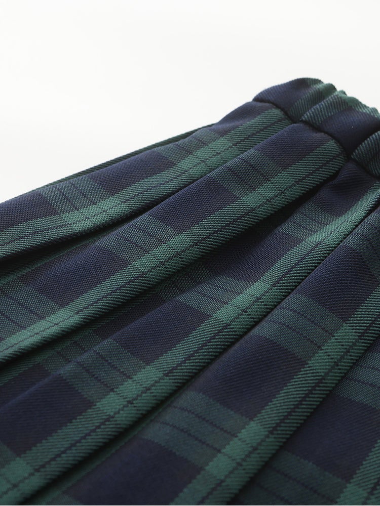 بالابالا تنورة بكسرات وطبعة مربعات للبنات - Image 4