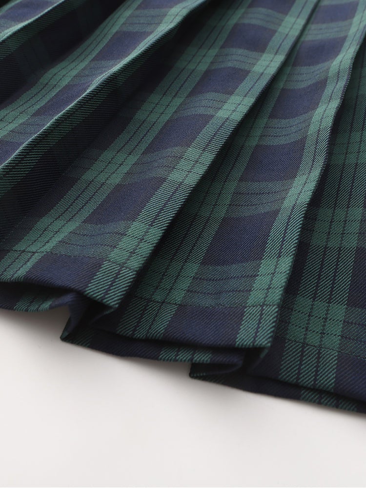 بالابالا تنورة بكسرات وطبعة مربعات للبنات - Image 5