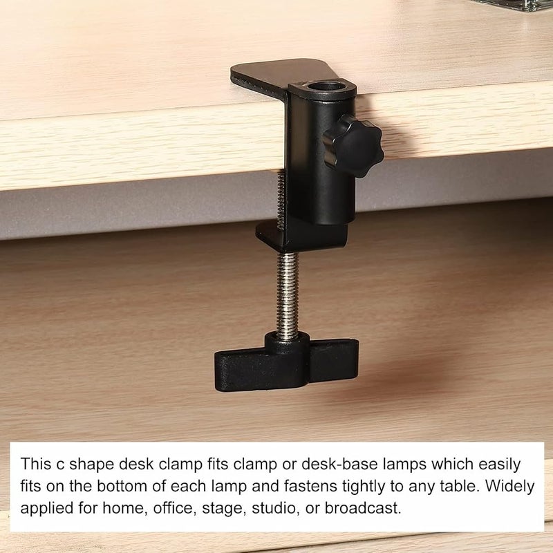 YelaJoy Desk Clamp, 2 Pcs Universal C-Clamp Base with Adjustable Screw for Microphone Mic Arm Table Lamp Mount Holder, Black - Image 5
