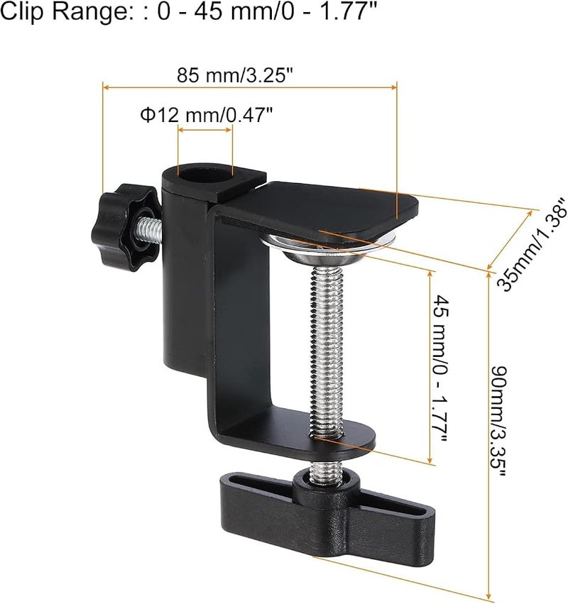 YelaJoy Desk Clamp, 2 Pcs Universal C-Clamp Base with Adjustable Screw for Microphone Mic Arm Table Lamp Mount Holder, Black - Image 2