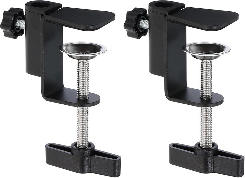 YelaJoy Desk Clamp, 2 Pcs Universal C-Clamp Base with Adjustable Screw for Microphone Mic Arm Table Lamp Mount Holder, Black - Image 1