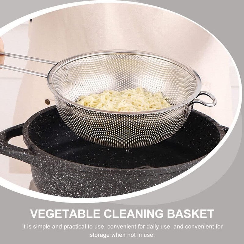 Snevad Deep Fry Basket Stainless Steel with Long Handle Kitchen Wire Skimmer for Frying Food Pasta Spaghetti Noodles Fine Mesh Strainer Sieve Colander Metal - Image 2
