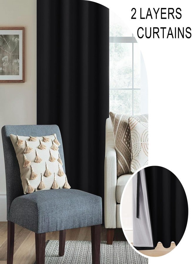 XWZO 100% Blackout Curtains 84 Inches Long with Tiebacks- Privacy Protection, Energy Efficiency Window Draperies Grommet Top with Black Liner for Bedroom/Living Room, Black, W42 x L84, Set of 2 - Image 5