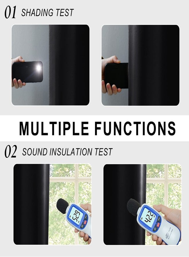 XWZO 100% Blackout Curtains 84 Inches Long with Tiebacks- Privacy Protection, Energy Efficiency Window Draperies Grommet Top with Black Liner for Bedroom/Living Room, Black, W42 x L84, Set of 2 - Image 4