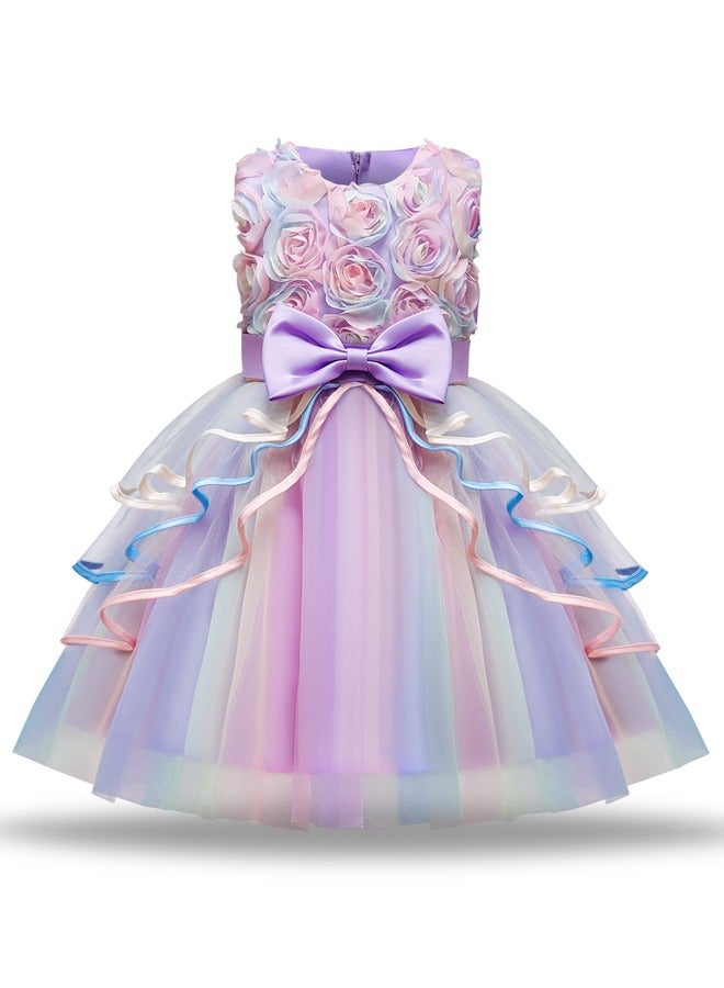 Unicorn Princess Costume Set Birthday Party Dresses For Kids 3-8 Years Old - Image 2