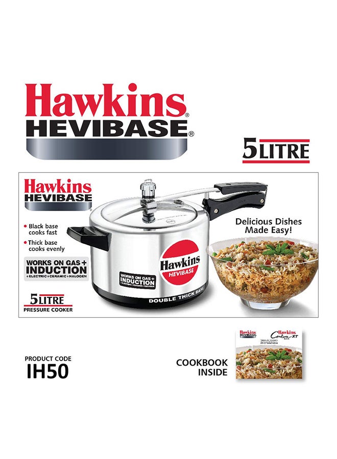 Hawkins 5Lcm Hevibase Induction Compatible Aluminium Inner Lid Pressure Cooker, 5 Liter, Silver (IH50) silver - Image 2