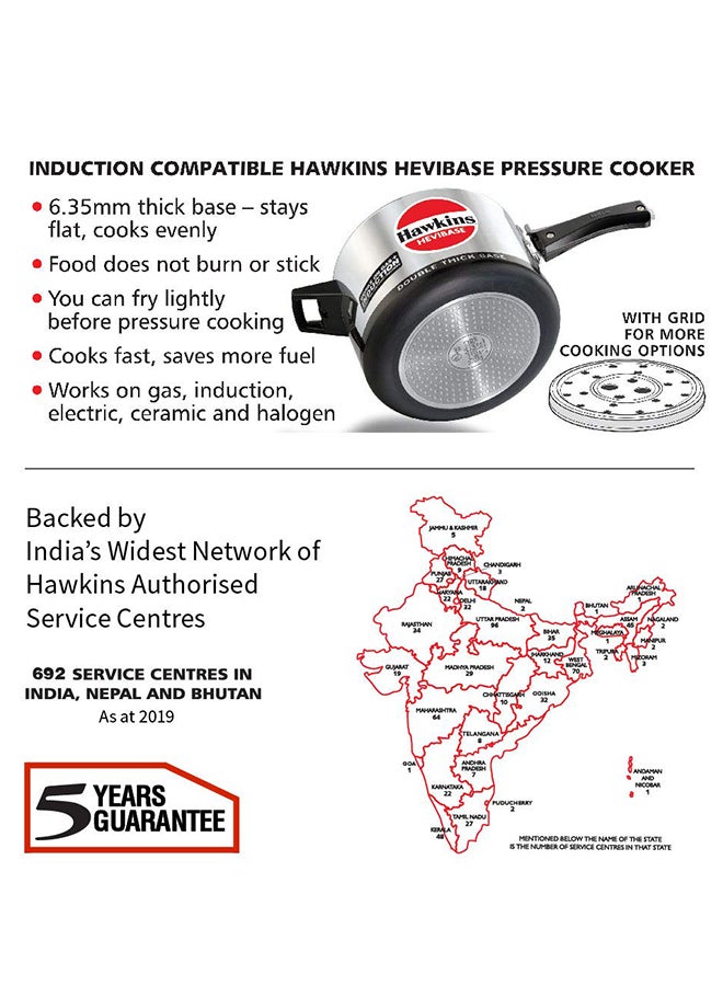 Hawkins 5Lcm Hevibase Induction Compatible Aluminium Inner Lid Pressure Cooker, 5 Liter, Silver (IH50) silver - Image 3