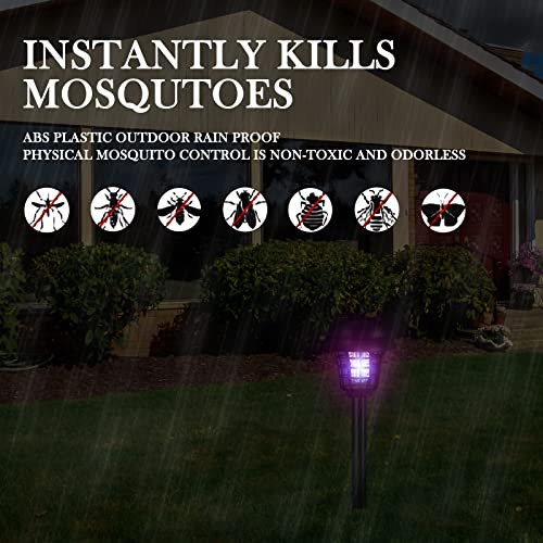 Qualirey 4 Pcs Solar Bug Zapper Waterproof Outdoor Mosquito Zapper Killer and Lighting Repellent Lamp for Indoor Outdoor Use Garden Patio, Purple and White Light(Plastic,Retro Black) - Image 4
