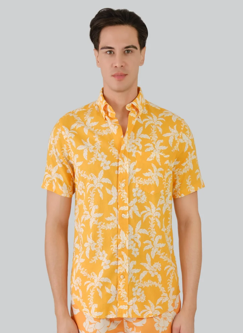 GANT Regular Fit Cotton Linen Palm Shirt