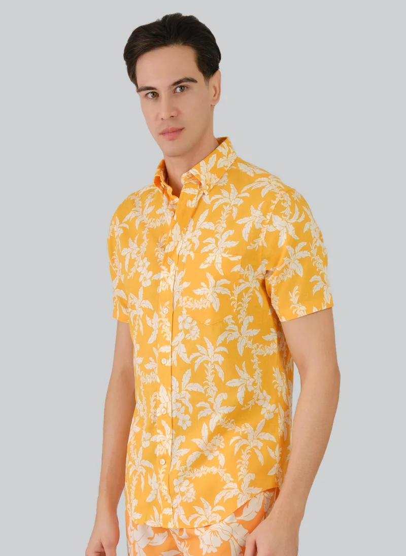 GANT Regular Fit Cotton Linen Palm Shirt