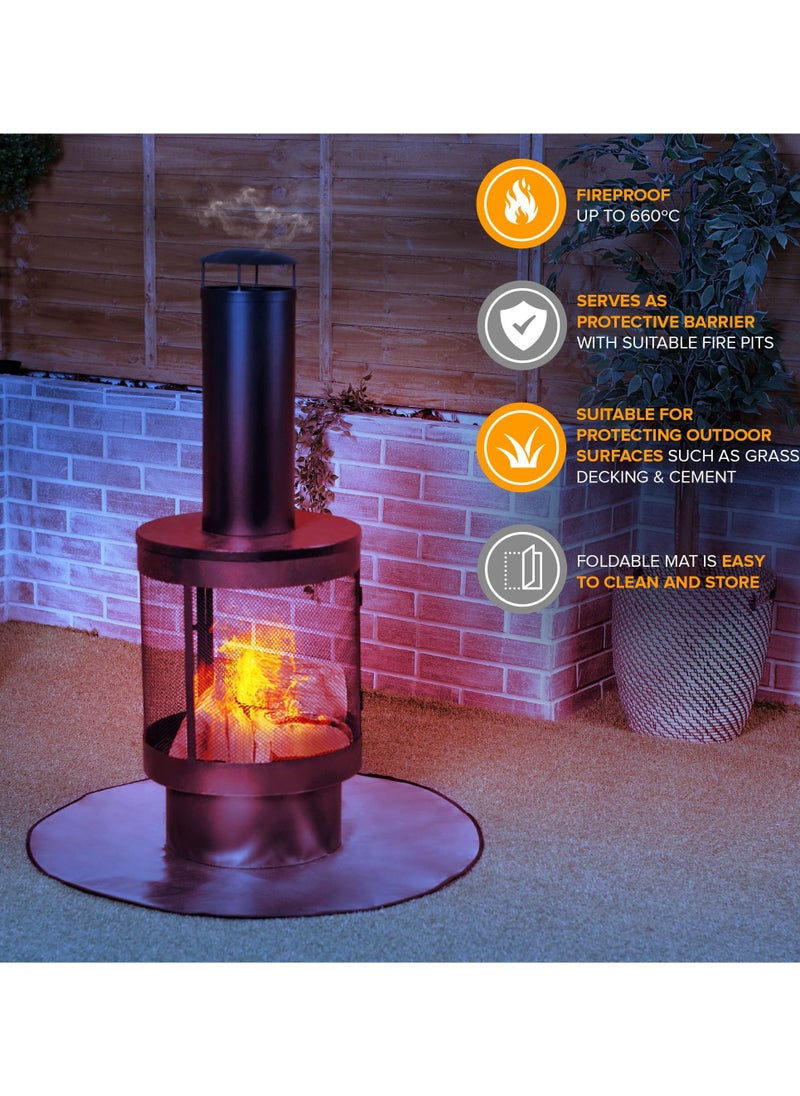 Excefore - Round 36” Fire Pit Protector Outdoor Fireproof BBQ Grill Firepit Mat - Heat Deflector Protecting Floor, Decking, Patio, Campsite, Chiminea, Grass, Bonfires for Heat Fire Damage - Image 1