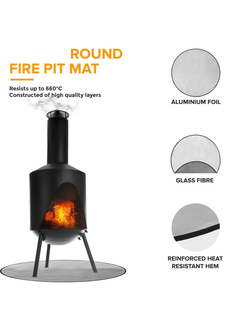 Excefore - Round 36” Fire Pit Protector Outdoor Fireproof BBQ Grill Firepit Mat - Heat Deflector Protecting Floor, Decking, Patio, Campsite, Chiminea, Grass, Bonfires for Heat Fire Damage - Image 1