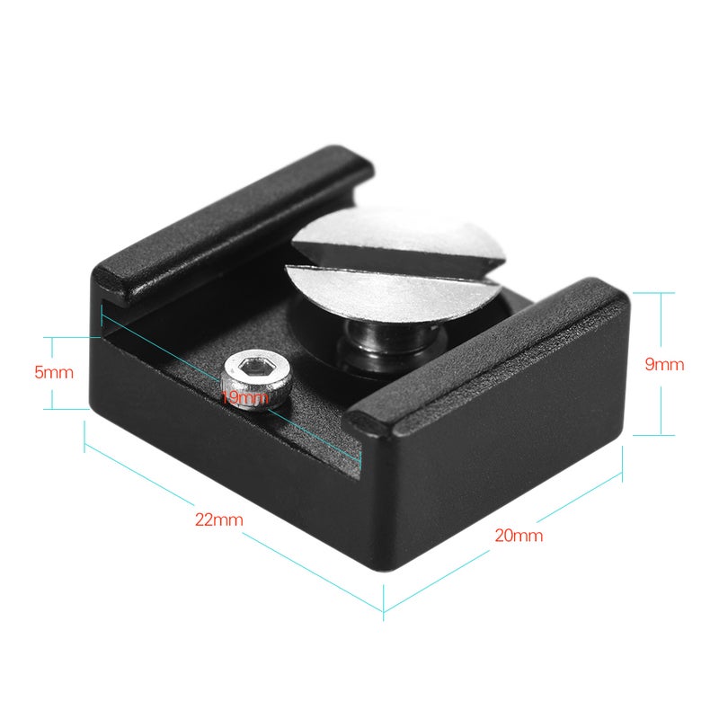 Cold Shoe Mount Adapter Base Bracket with 1/4" Mounting Screw for DSLR Camera Cage Flash LED Light Microphone(Pack of 1) - Image 5