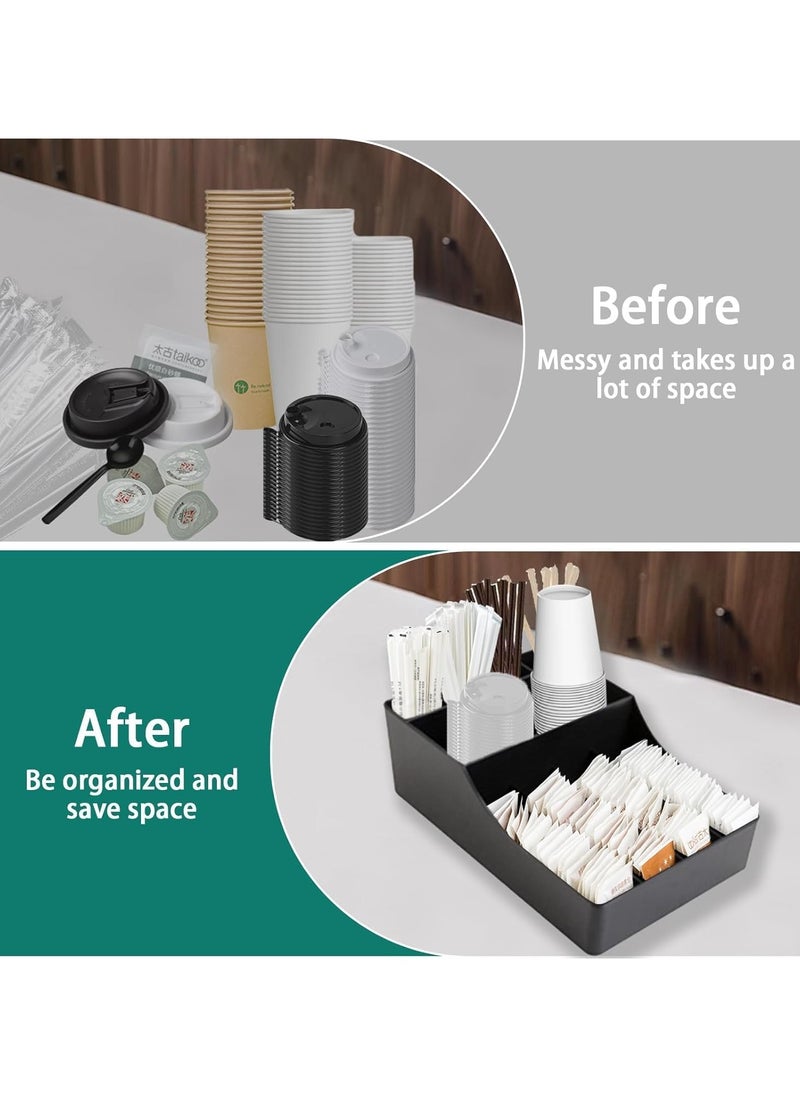 Generic Coffee Station Organizer for Counter, Coffee Bar Organizer Holder, Coffee and Tea Condiment Storage Organizer, Rustic Coffee Bar Decor for Coffee Accessories Organizer  - Image 2