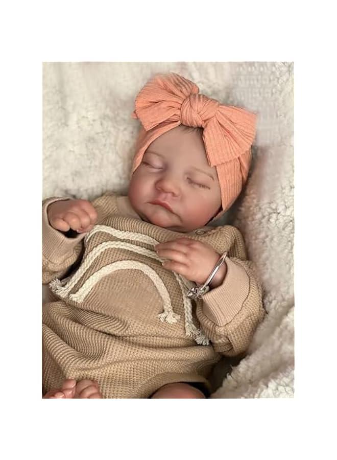 19 Inches Rooted Eyelashes Painted Hair Lifelike Reborn Baby Doll Crafted in Silicone Vinyl Full Body Anatomically Correct Realistic Sleeping Newborn Boy Dolls Look Real, May Bless You - Image 1