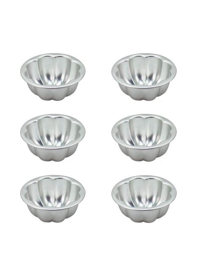 طقم قوالب كريمة الكراميل بالكراميل 6 عبوات طقم قوالب حلوى البودينغ بالكريمة المصنوعة من سبائك الألومنيوم وقابلة لإعادة الاستخدام للخبز - Image 1