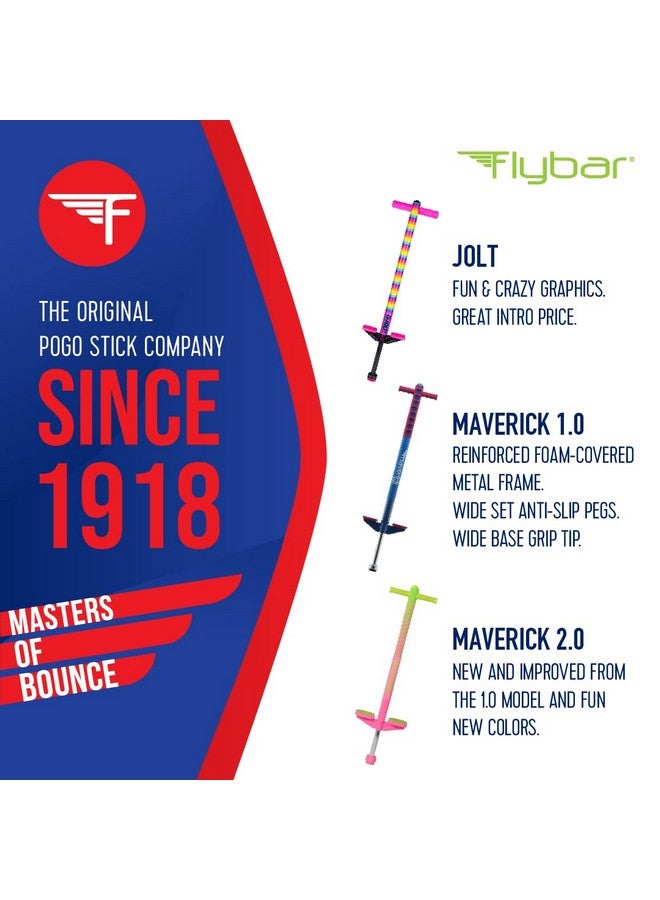 Flybar Flybar Maverick Foam Pogo Stick for Kids Age 5 and Up, 40 to 80 Pounds, Pogo Stick for Boys and Girls (Red/Blue) - Image 5