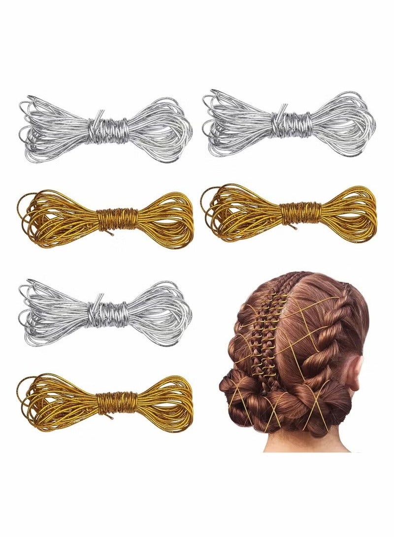 5M الضفائر الشعر الحبال المرنة تجديل حبل معدني بهرج تمتد الحبل الشريط الذهب الفضة سلسلة المجوهرات الموضوع للشعر تجديل تويست هدية شنق العلامات والحرف اليدوية صنع 6 قطع - Image 1