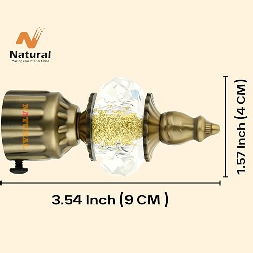 NATURAL Heavy Duty Aluminum Royal Luxury Design Curtain Bracket/Finial and Curtain Support with Screw/Wallplug for Window & Door Curtain Fittings Suitable Upto 1 Inch Pipe. (2 Set, Antique Brass) - Image 5