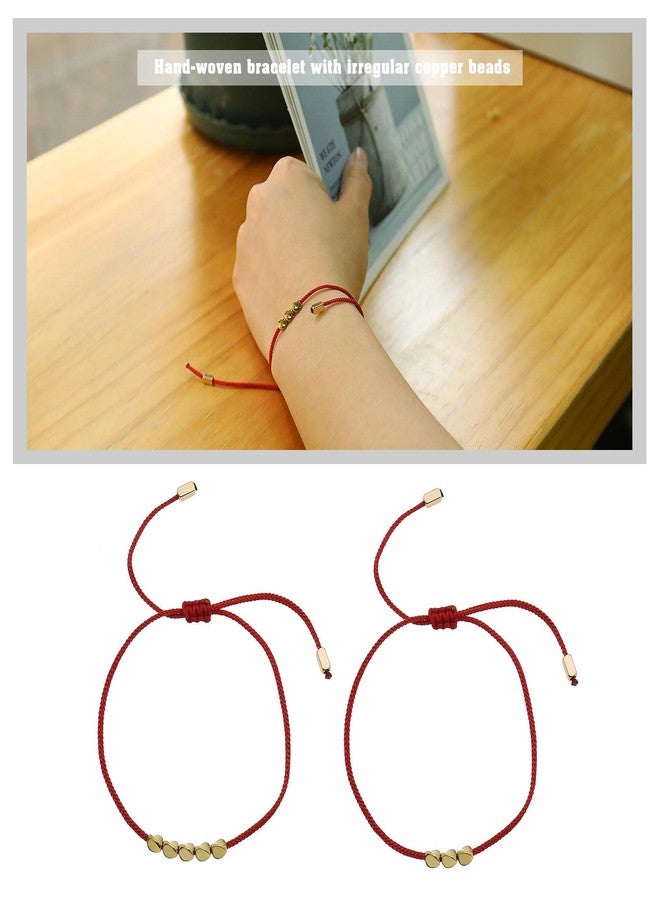 SING F LTD 6 قطع أساور خرز نحاسية تبتية أساور بوذية محظوظة أساور مصنوعة يدويًا بحبل مضفر أساور قابلة للتعديل تميمة حظ مجوهرات هدايا للنساء والرجال - Image 2