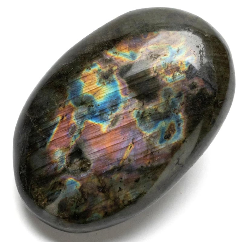 KALIFANO Labradorite Palm Stone with Healing Calming Effects High Energy Labradorita with Information Card Reiki Worry Crystal Used for Cleansing and Protection Family Owned and Operated