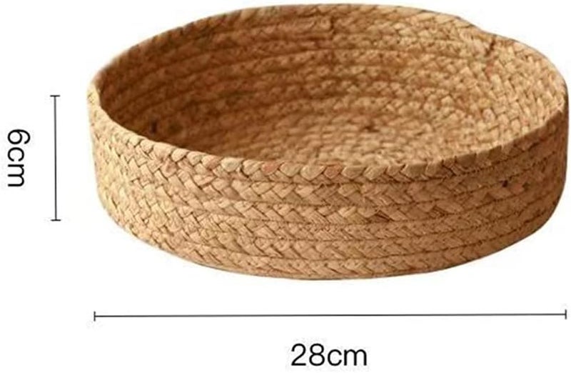 ويوبلز سلال تخزين القش، أقراص تخزين الفاكهة، أقراص من القش، مناسبة لغرفة النوم أو الحمام أو غرفة الغسيل أو المطبخ، صغيرة الحجم 28 × 6 سم (بيج) - Image 5