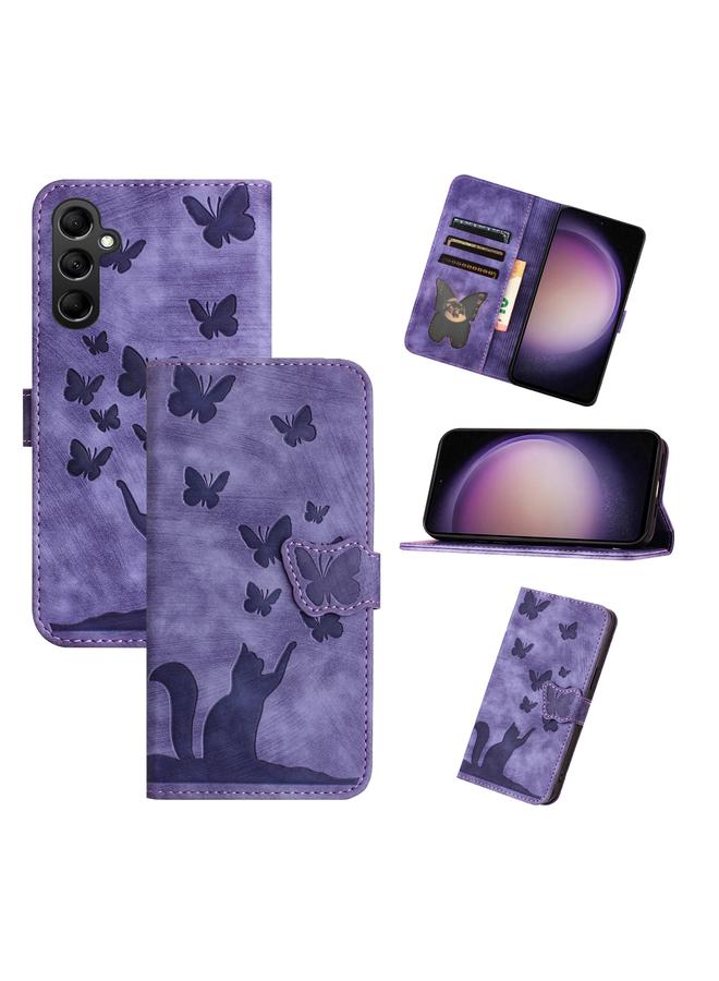 S-TOP Case For Samsung Galaxy S25 5G Butterfly Cat Embossing Flip Leather Phone Case - Image 1