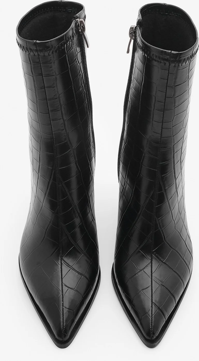 مارجين Women's High Heel Boots Pointed Toe Glass Heel Back Zipper Casual Classic Boots Monos
