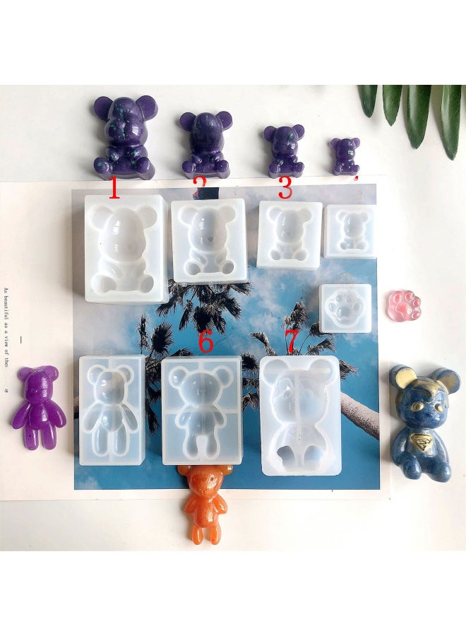 DIY Bear Mold Crystal Glue Drops Handmade Winnie The Pooh Bear Tight Bear Cube Bear Keychain Mold-Specifications:5 Bears - Image 1