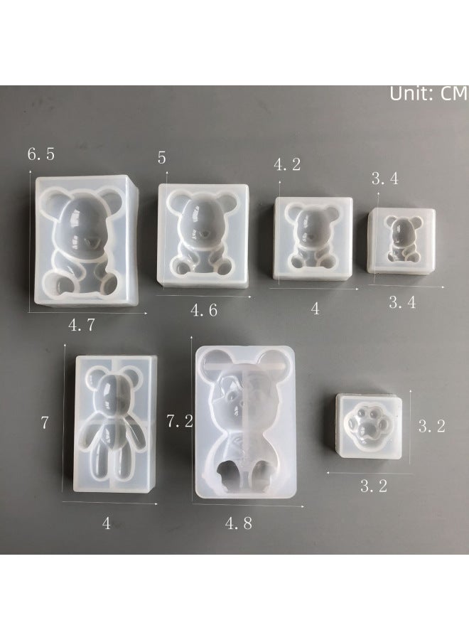 DIY Bear Mold Crystal Glue Drops Handmade Winnie The Pooh Bear Tight Bear Cube Bear Keychain Mold-Specifications:5 Bears - Image 2