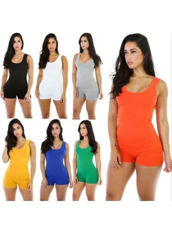 Boolavard Short Romper Jumpsuit Jersey Sleeveless Top Women Stretch Blouse Women Bodysuit (Green, XL) - Image 2