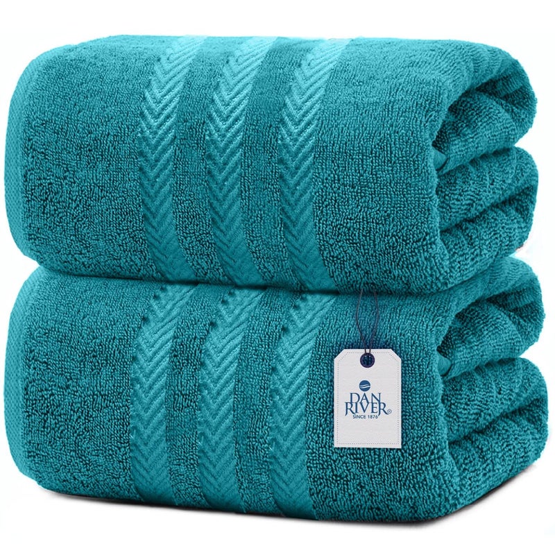 DAN RIVER Pack of 2 Bath Sheet 35x70 Inches Premium Oversized Towels for Adults Super Soft and Quick Dry  Teal