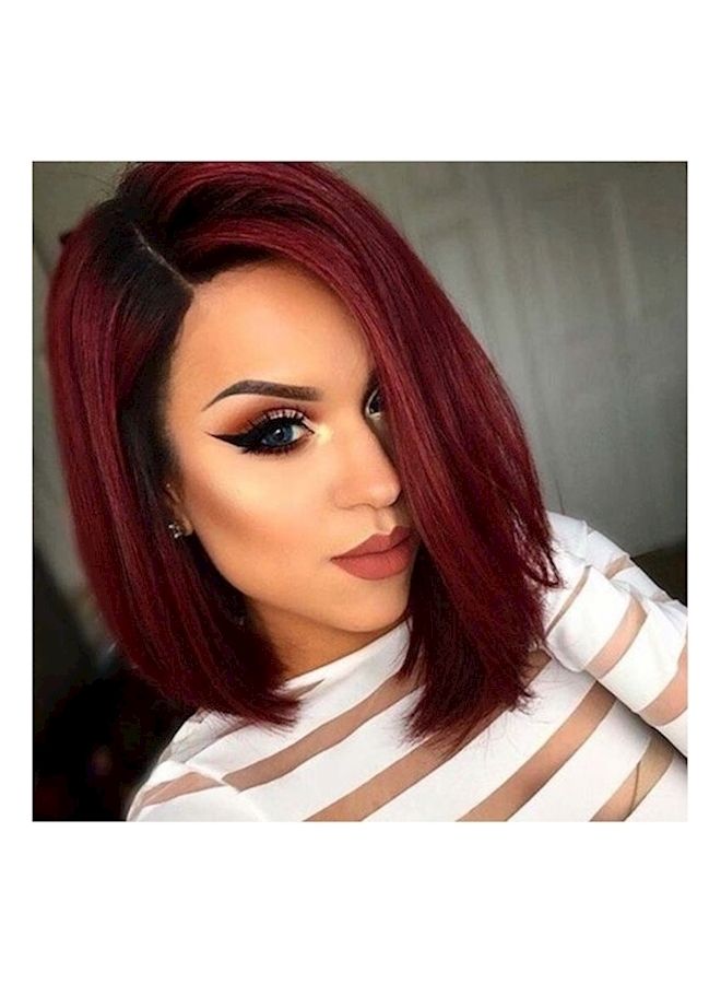 إسكدنيا شعر مستعار أنيق أوروبي وأمريكي أحمر برغندي - Image 1