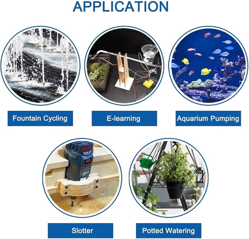 Oonkaf Micro Submersible Mini Water Pump DC 3V 5V with 3 metres Clear Vinyl Tubing Set, Low Noise Brushless Motor Pump, New Water Pumps for Fish Tank Garden Plant 4PCS - Image 4